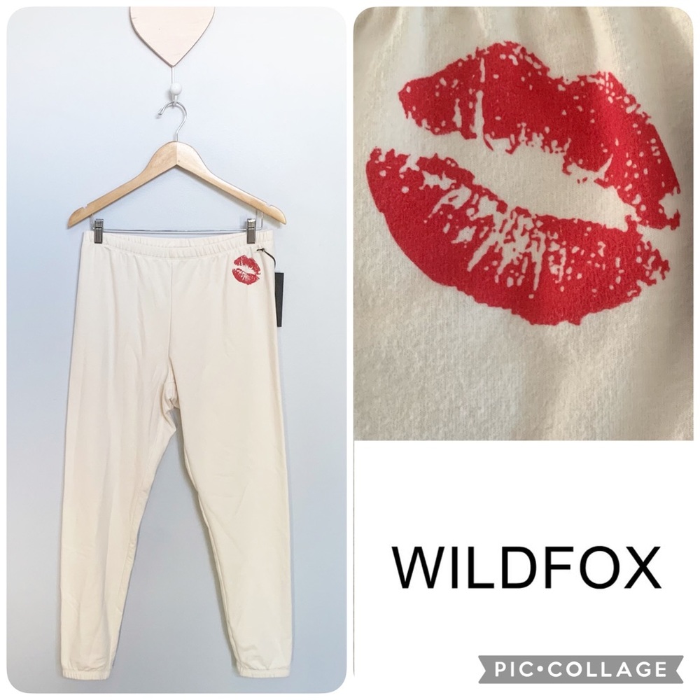 Wildfox Smooches Lips Knox Cozy Jogger Pants NWT
